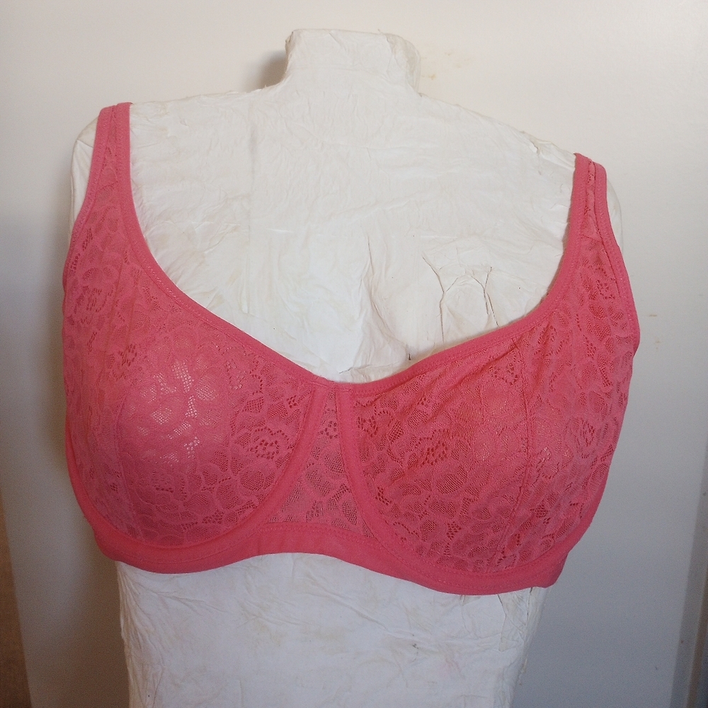 Lace Underwire Bra - Pink